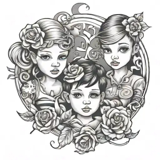 3 kids names in them tattoo design idea
