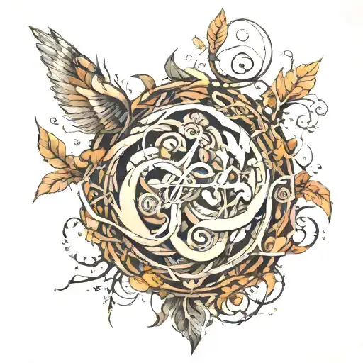 earthy, movement, writing, clean tattoo design idea