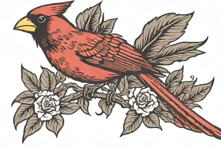 cardinal flying tattoo design idea