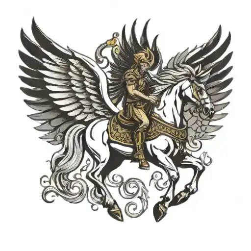 greek god horse with wings tattoo design idea
