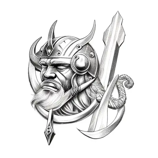 viking and stormbreaker  tattoo design idea