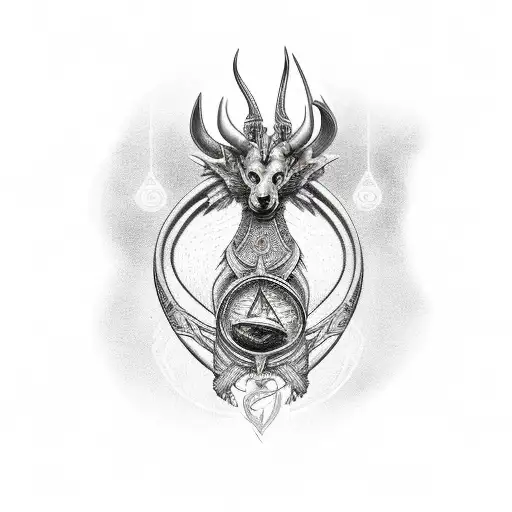 An ethereal Yggdrasil intertwined with the scales of justice, with Anubis as the balance keeper tattoo design idea