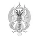 l Yggdrasil intertwined with the scales of justice, with Anubis as the balance keeper tattoo design idea