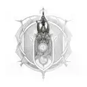 l Yggdrasil intertwined with the scales of justice, with Anubis as the balance keeper tattoo design idea