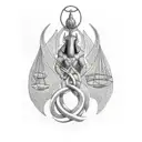 l Yggdrasil intertwined with the scales of justice, with Anubis as the balance keeper tattoo design idea