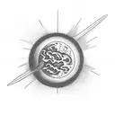 Planet Tattoo With Tiny Rocket, black and white, cute And Simple, 90'S Style tattoo design idea