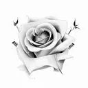 cursive name with rose tattoo design idea