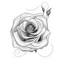 cursive name with rose tattoo design idea