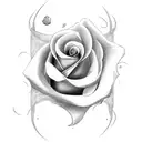 cursive name with rose tattoo design idea