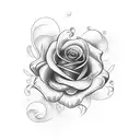 cursive name with rose tattoo design idea