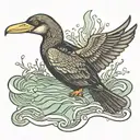 cormorant swimming underwater tattoo design idea