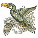 cormorant swimming underwater tattoo design idea