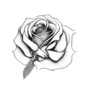 Rose and knife tattoo design idea