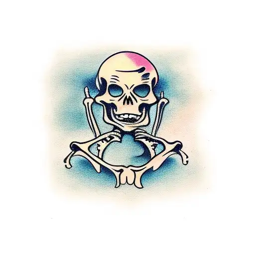 Skeleton drinking  tattoo design idea