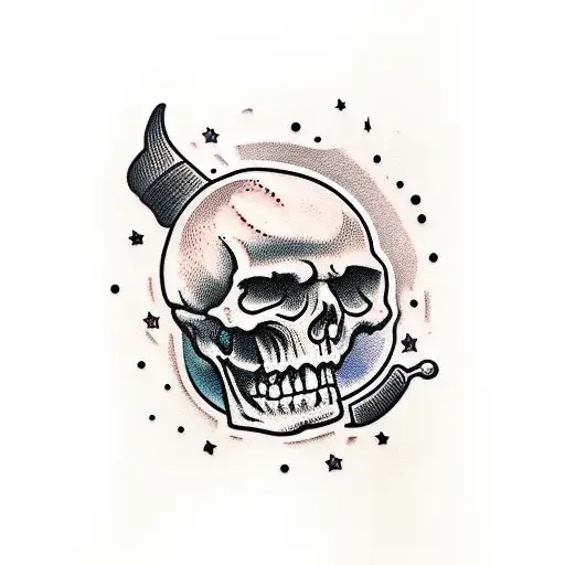 Western Skeleton drinking whiskey  tattoo design idea