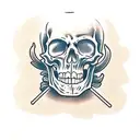 Western Skeleton drinking beer  tattoo design idea