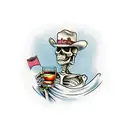 Western Skeleton drinking whiskey  tattoo design idea