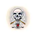 Western Skeleton drinking whiskey  tattoo design idea