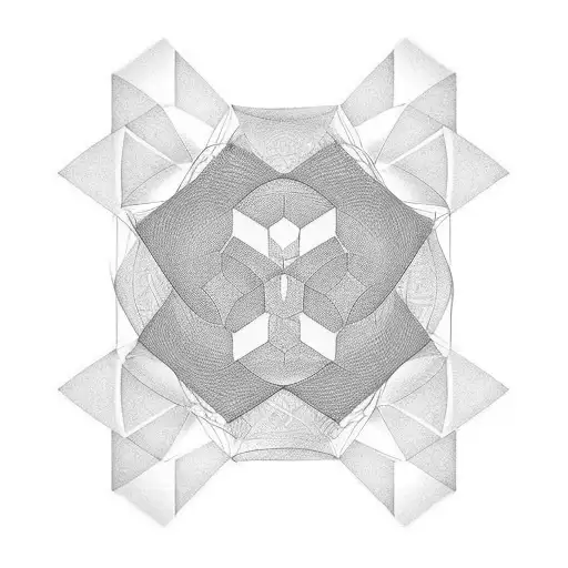 hexagon wavy art 3D tattoo design idea