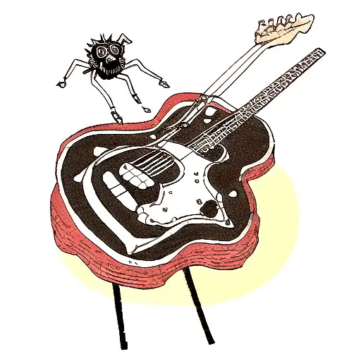 guitar spider skull tattoo design idea