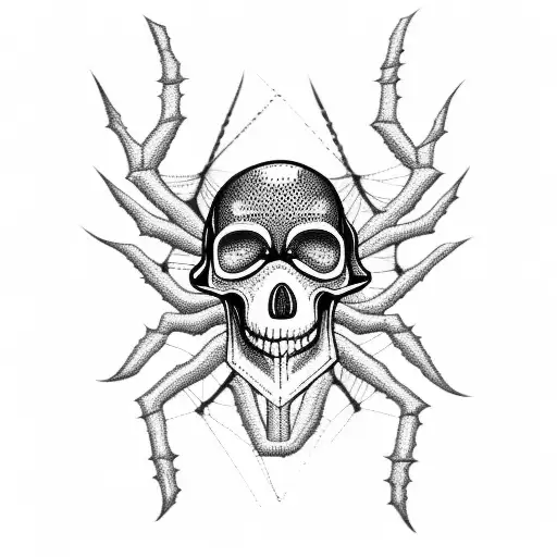 guitar spider skull tattoo design idea