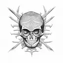guitar spider skull tattoo design idea