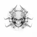 guitar spider skull tattoo design idea