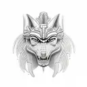 angry anubis and prymids tattoo design idea