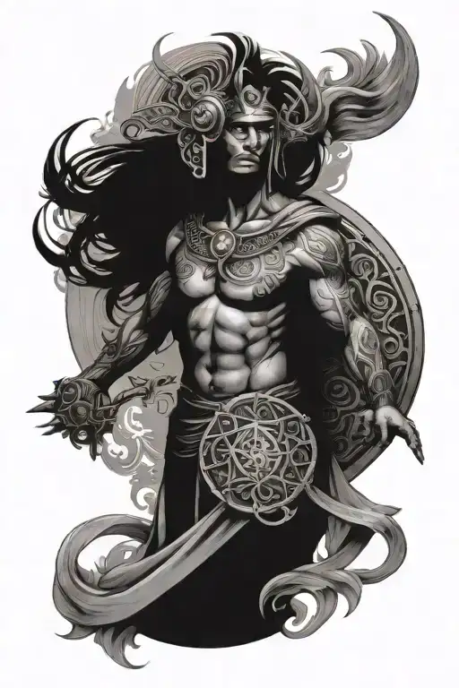 spiritual awakening and warrior  tattoo design idea