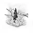Samurai in front of a cherry blossom tree  tattoo design idea