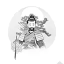 Samurai in front of a cherry blossom tree  tattoo design idea