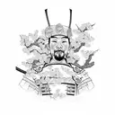 Samurai in front of a cherry blossom tree  tattoo design idea