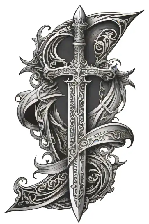 templar sword tattoo design idea