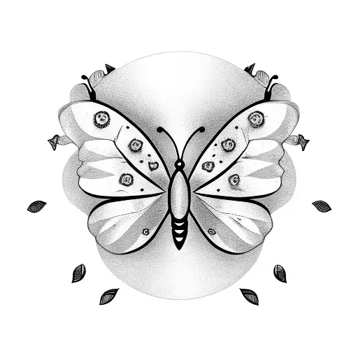 Flower semi colon butterfly  tattoo design idea