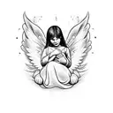 angel holding baby tattoo design idea