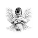 angel holding baby tattoo design idea