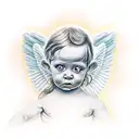 angel holding baby tattoo design idea