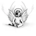 angel holding baby tattoo design idea