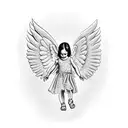 angel holding baby tattoo design idea