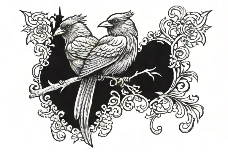 grandfather red bird loss and love tattoo design idea