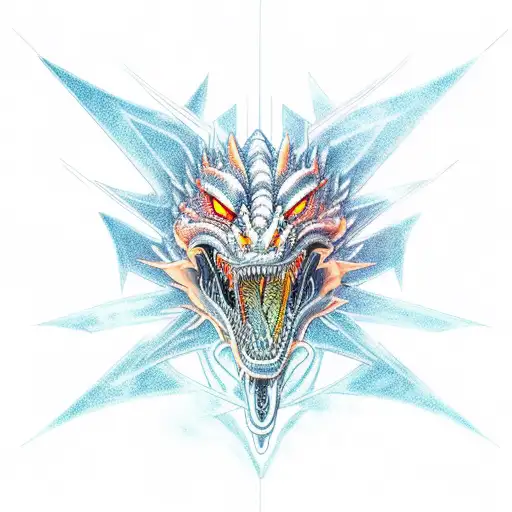 A robotic dragon breathing fire tattoo design idea