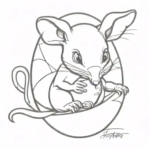 cartoon rat hatching from egg tattoo design idea