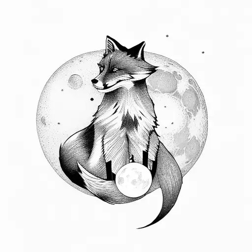 fox tail with a lunar moon tattoo design idea