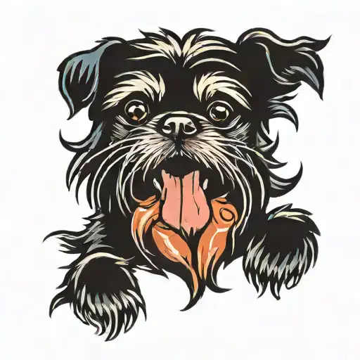 affenpinscher howl in sailor jerry style tattoo design idea