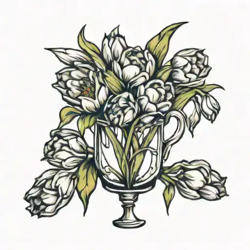 glass half full of tulips  tattoo design idea