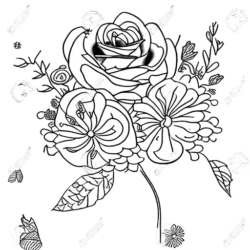 bouquet of birth flowers for months July, September, and November tattoo design idea