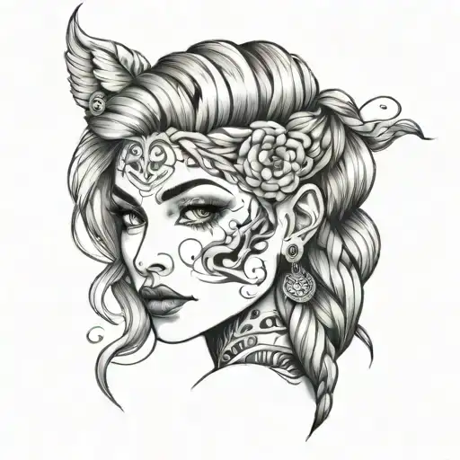 braid across face tattoo design idea