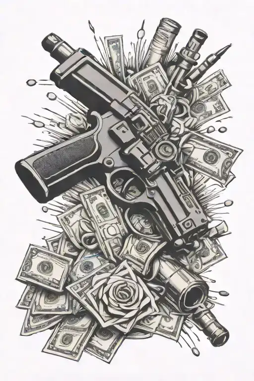 guns money drugs tattoo design idea