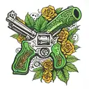 weed guns money symbols tattoo design idea