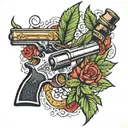 weed guns money symbols tattoo design idea